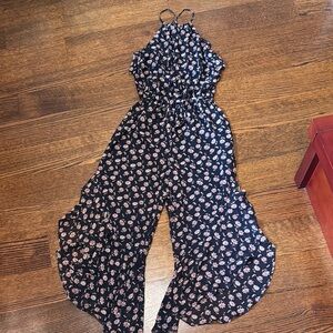 Joie Pink and Blue Jumpsuit with Wide-Leg Design